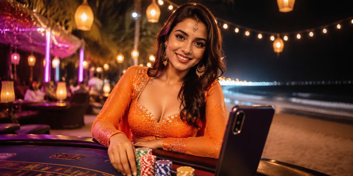 Indian coastline with Andar Bahar card game visuals